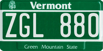 VT license plate ZGL880