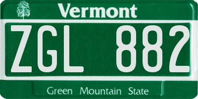 VT license plate ZGL882
