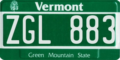 VT license plate ZGL883