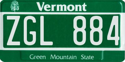 VT license plate ZGL884