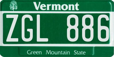 VT license plate ZGL886
