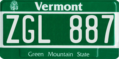 VT license plate ZGL887