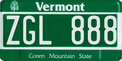 VT license plate ZGL888