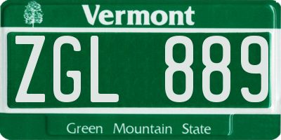 VT license plate ZGL889