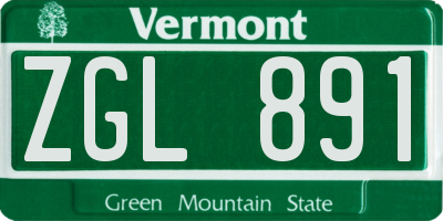 VT license plate ZGL891