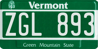 VT license plate ZGL893