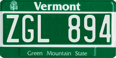 VT license plate ZGL894