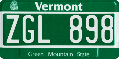 VT license plate ZGL898