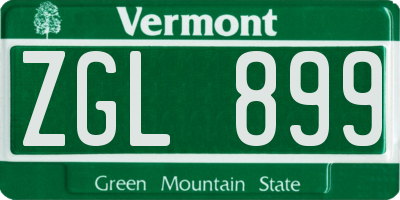 VT license plate ZGL899