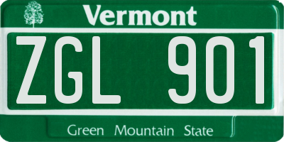 VT license plate ZGL901