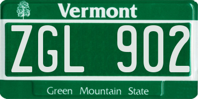 VT license plate ZGL902
