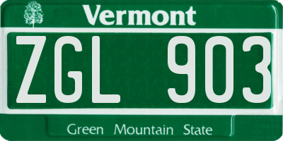 VT license plate ZGL903