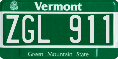 VT license plate ZGL911