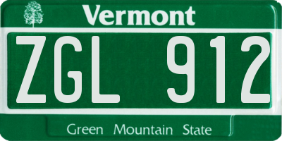 VT license plate ZGL912