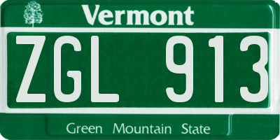 VT license plate ZGL913
