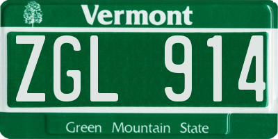 VT license plate ZGL914