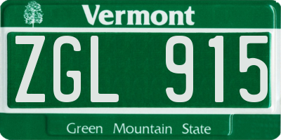 VT license plate ZGL915