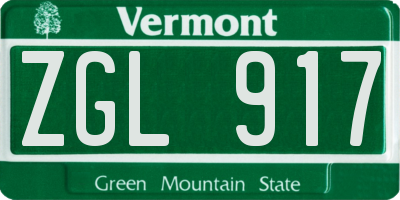 VT license plate ZGL917