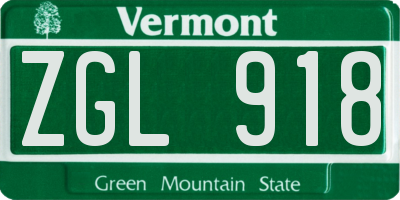 VT license plate ZGL918