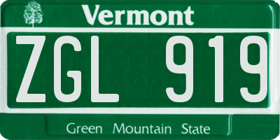 VT license plate ZGL919
