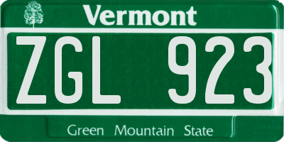VT license plate ZGL923