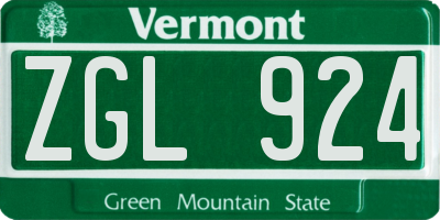 VT license plate ZGL924