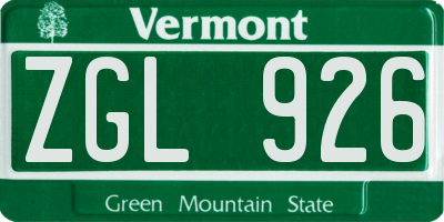 VT license plate ZGL926