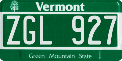 VT license plate ZGL927