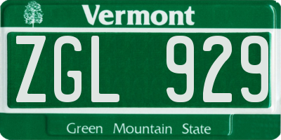 VT license plate ZGL929