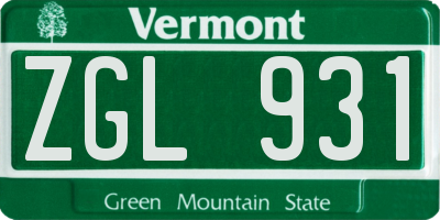 VT license plate ZGL931