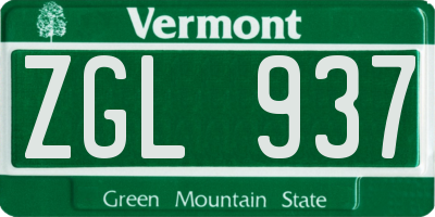 VT license plate ZGL937
