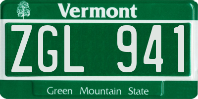 VT license plate ZGL941