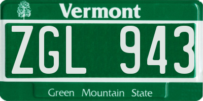 VT license plate ZGL943