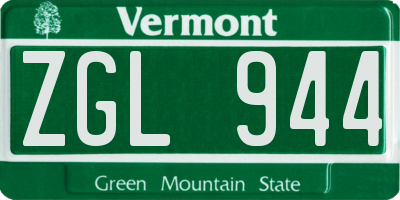 VT license plate ZGL944