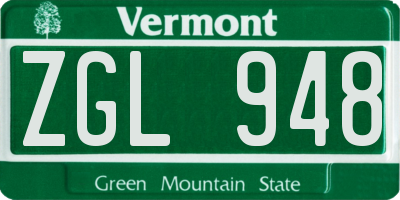 VT license plate ZGL948