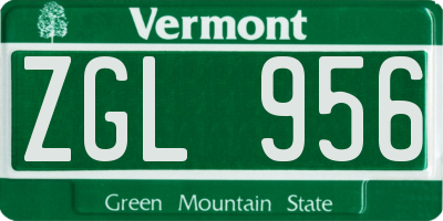 VT license plate ZGL956