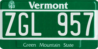 VT license plate ZGL957