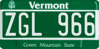 VT license plate ZGL966