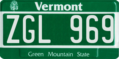 VT license plate ZGL969