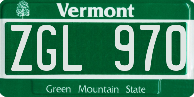 VT license plate ZGL970