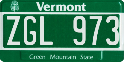 VT license plate ZGL973
