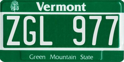 VT license plate ZGL977