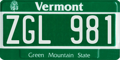 VT license plate ZGL981