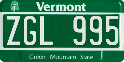 VT license plate ZGL995