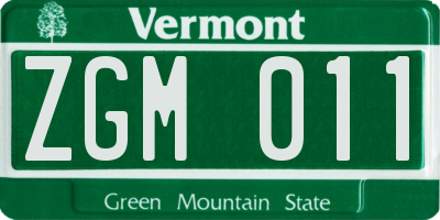 VT license plate ZGM011