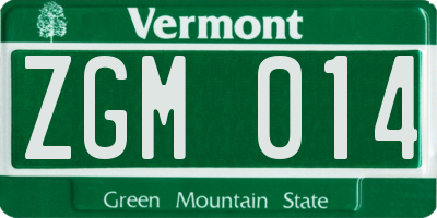 VT license plate ZGM014