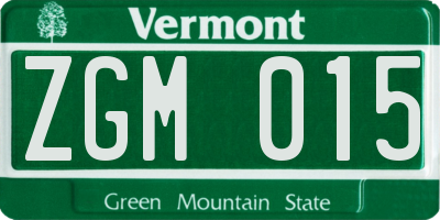 VT license plate ZGM015