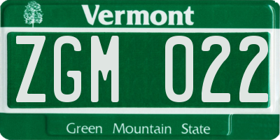VT license plate ZGM022