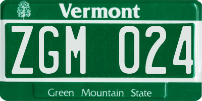 VT license plate ZGM024