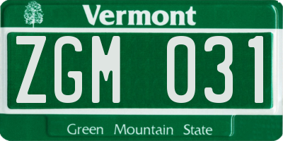 VT license plate ZGM031